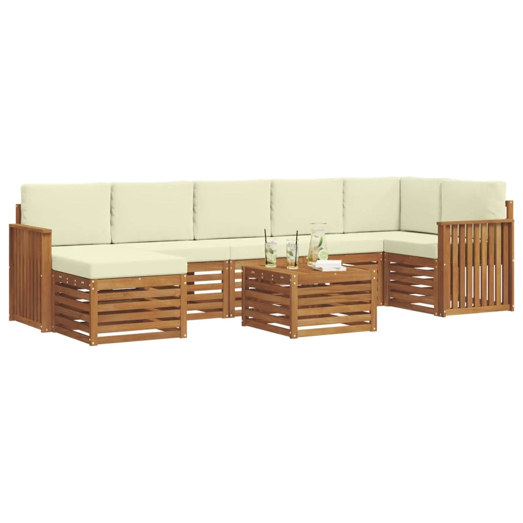 Set di divani da esterno con cuscino 8 pcs Naturale e Crema