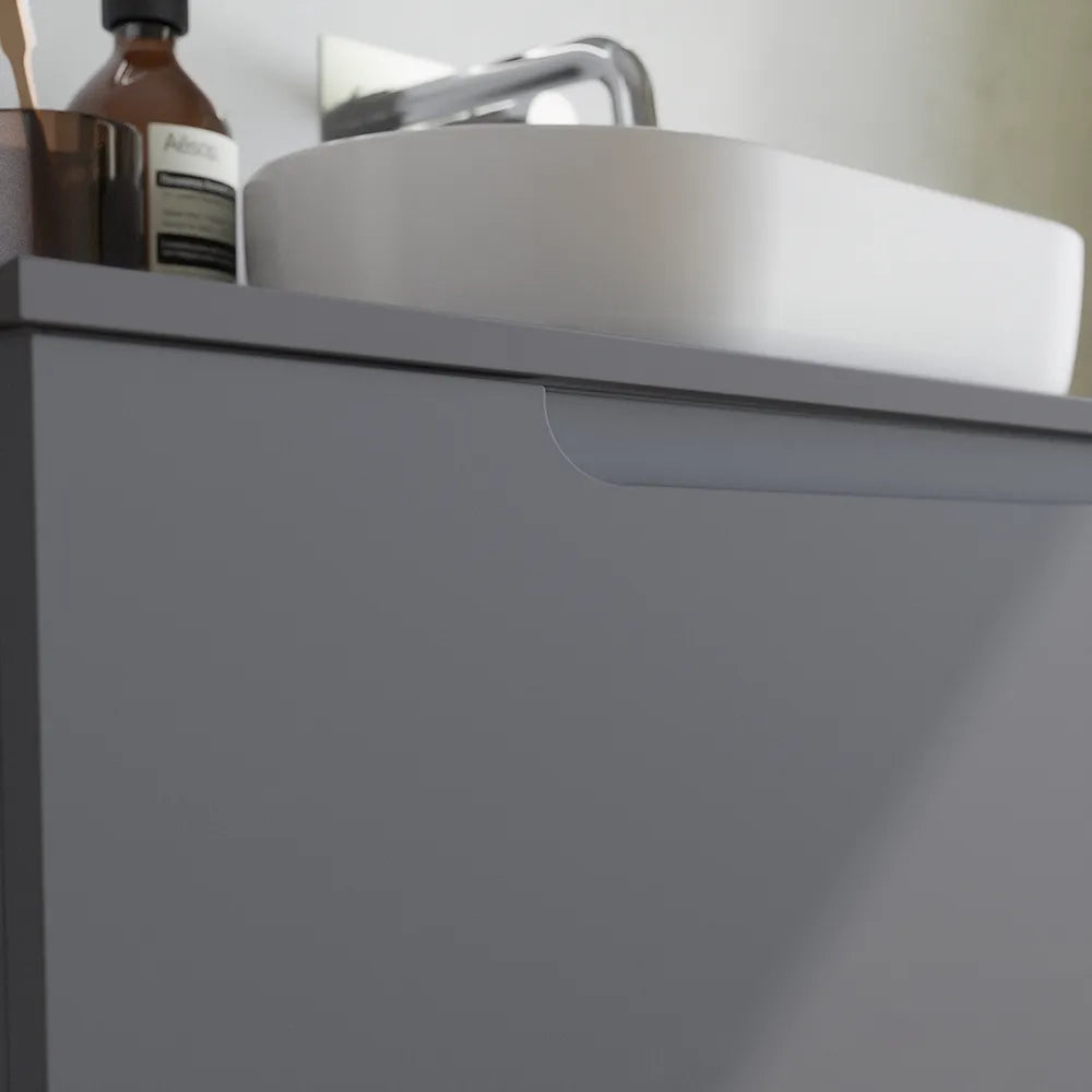 Mobile bagno sospeso 70 cm un cassetto grigio opaco con top | Ardenne