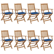 Sedie da Giardino Pieghevoli 8 pz con Cuscini Massello Acacia cod mxl 17535