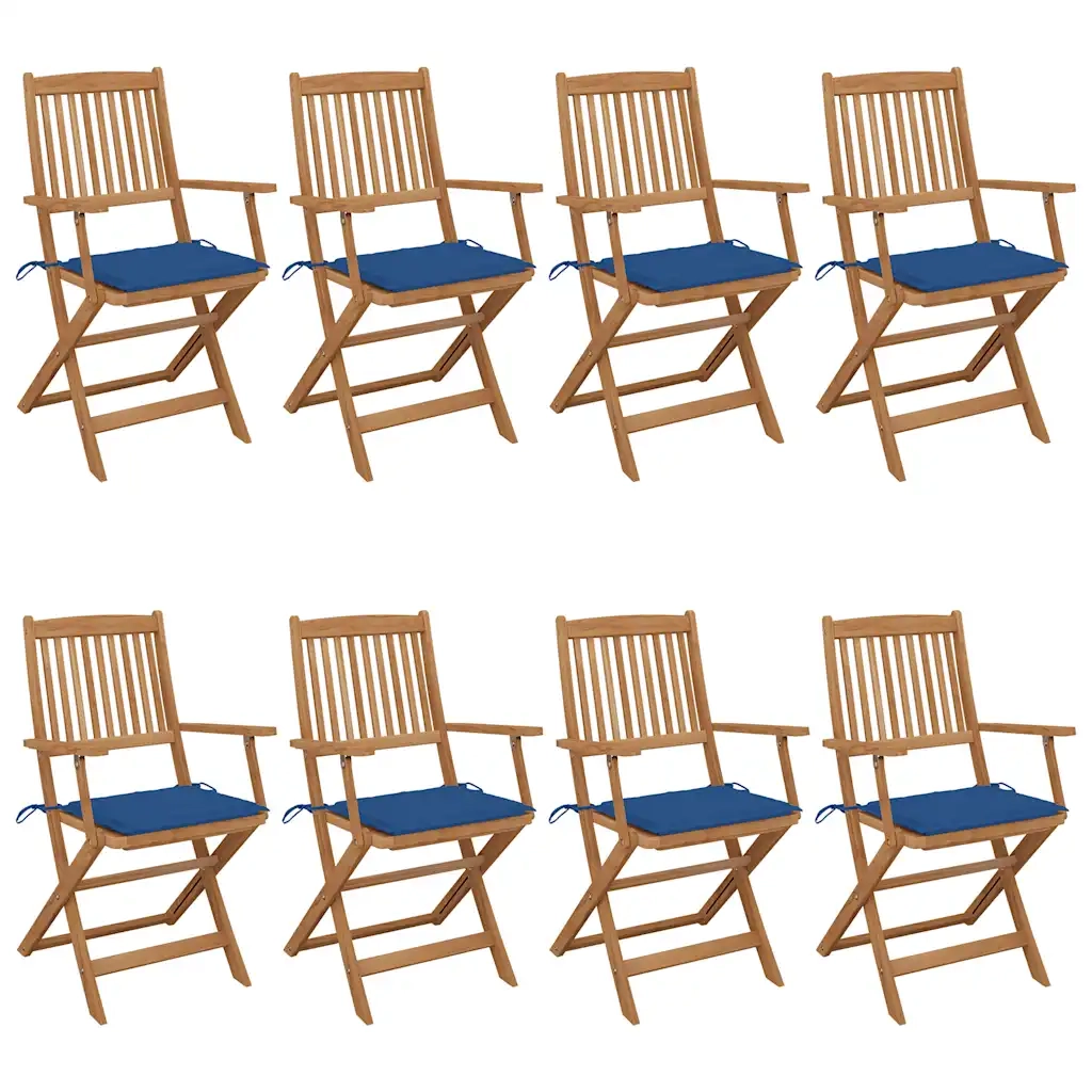 Sedie da Giardino Pieghevoli 8 pz con Cuscini Massello Acacia cod mxl 17535