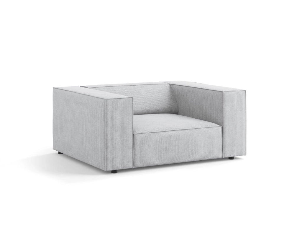 Cosmopolitan Design - Poltrona "Arendal" in ciniglia con effetto a coste grigio chiaro 