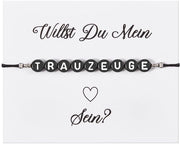 Set di regali con testo "Vuoi tu mio testimone" - Set di regali - Sacchetto di organza - Domande di testimonianza - Idee di regalo per amici - Materiale plastico - 18 x 13 cm