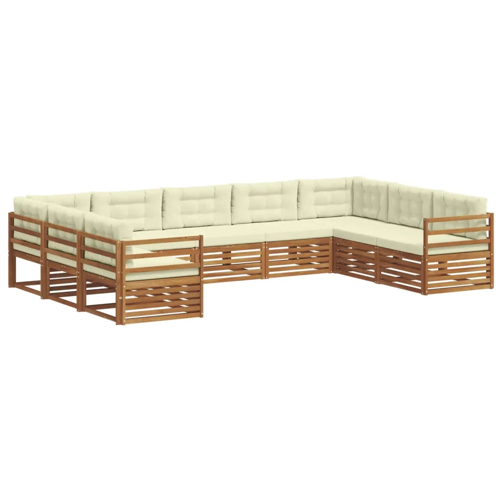 Set di divani da esterno con cuscino 9 pcs Naturale e Crema
