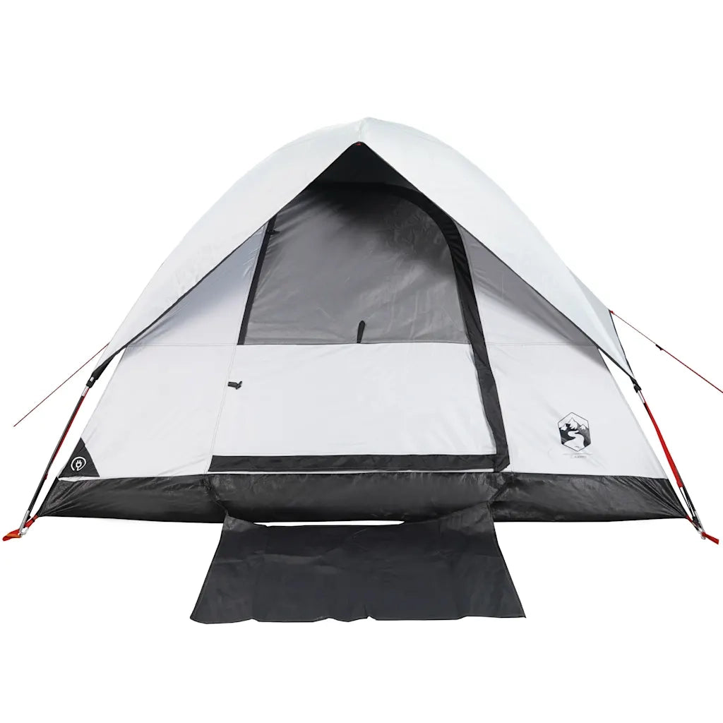 Tenda Campeggio a Cupola 2 Persone-Tenda per Escursionismo Bianca Tessuto Impermeabile 775899
