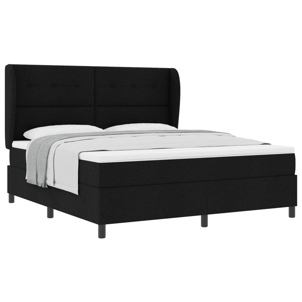 Letto a Box Spring Nero con Materasso, 180x200 cm, Tessuto