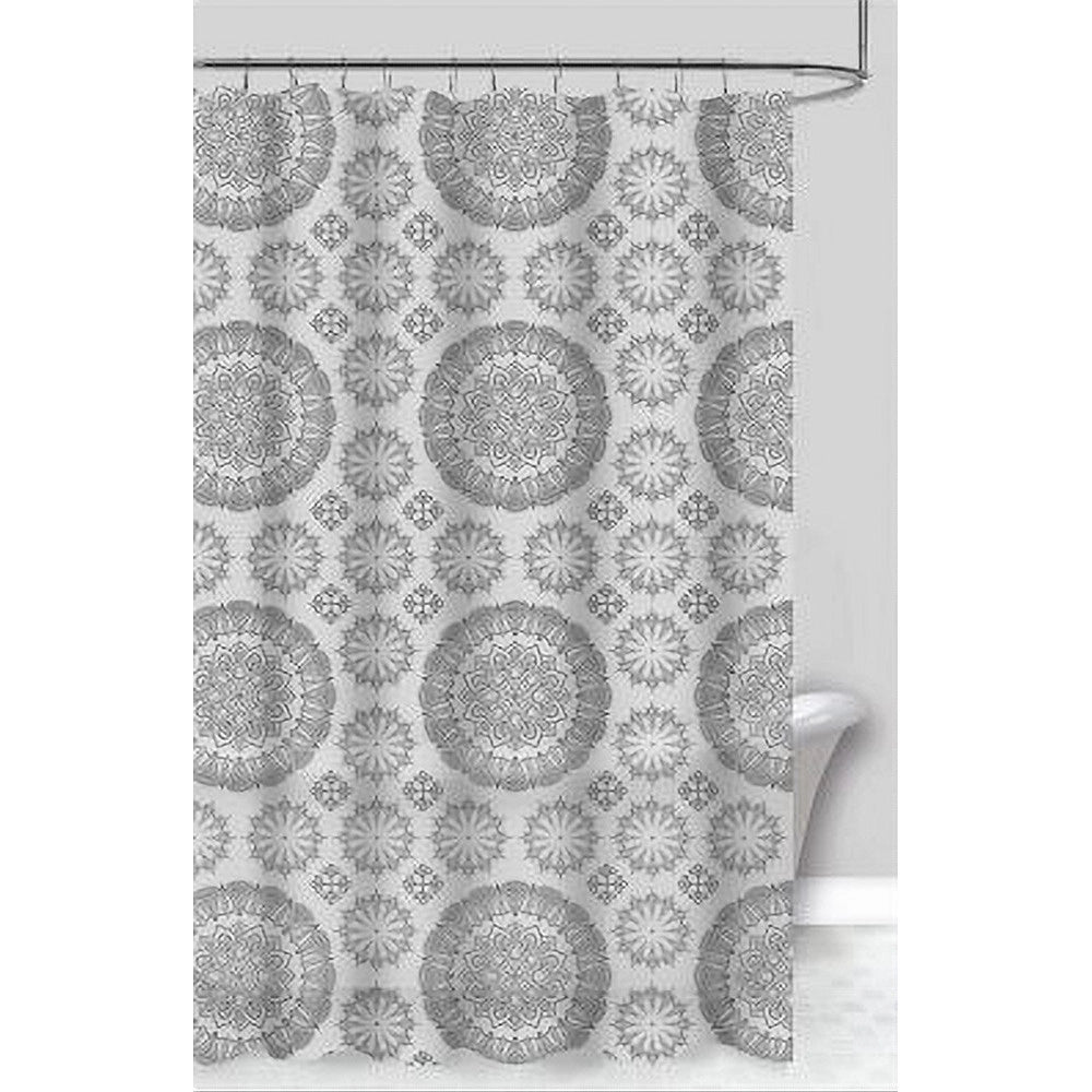 Trade Shop - Tenda Per Doccia Vasca Da Bagno Design A Mandala 240x200 Cm Con 12 Anelli 87590 -