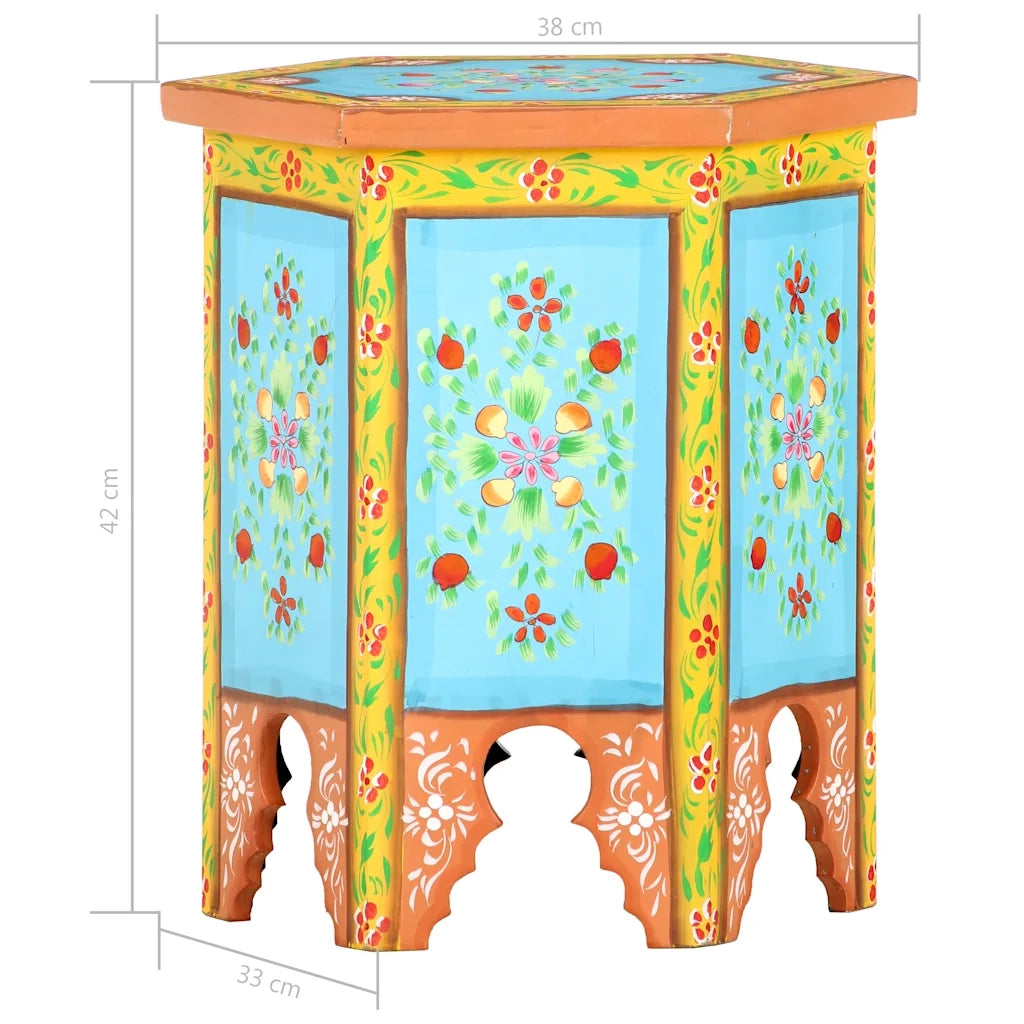 vidaXL Tavolino Dipinto a Mano Multicolore 38x33x42 cm Massello Mango
