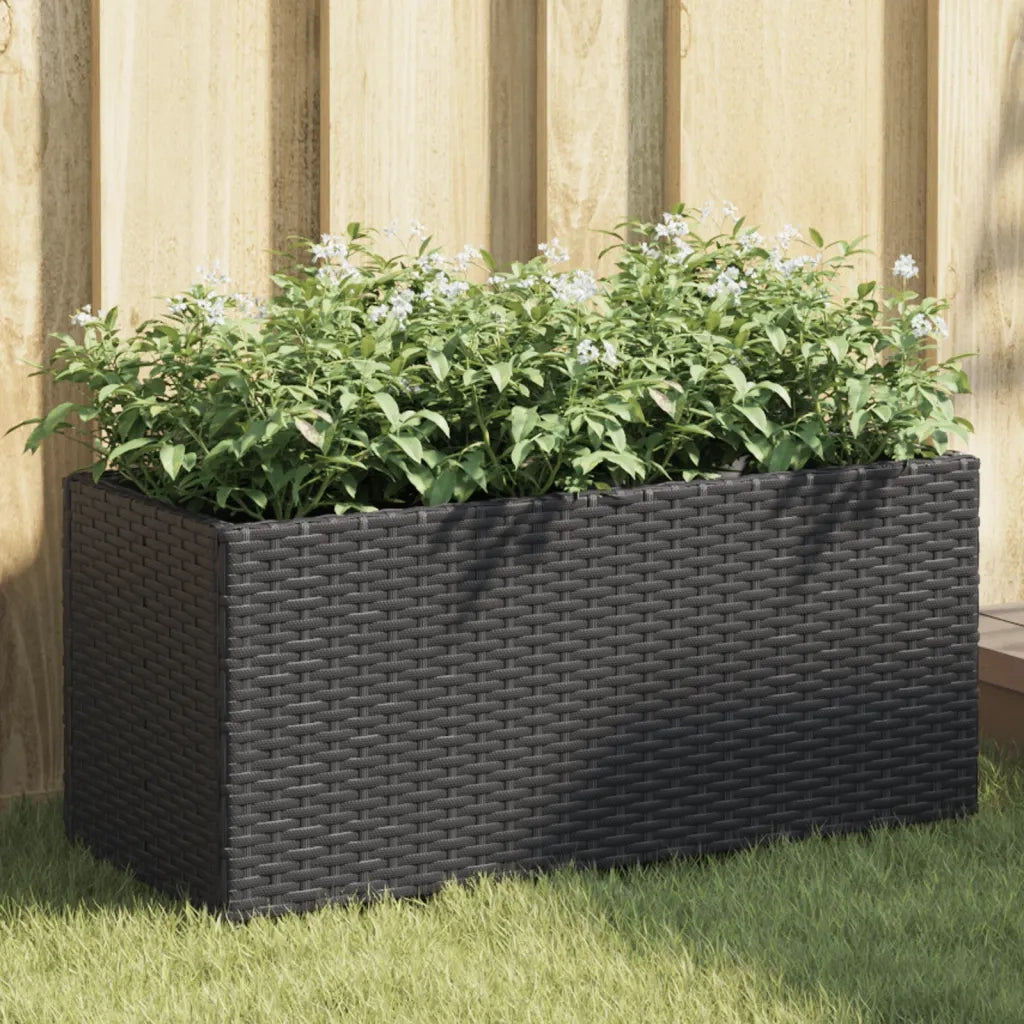 Fioriere da Giardino con 2 Vasi Nere 72x30x32 cm in Polyrattan 3210528