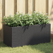 Fioriere da Giardino con 2 Vasi Nere 72x30x32 cm in Polyrattan 3210528