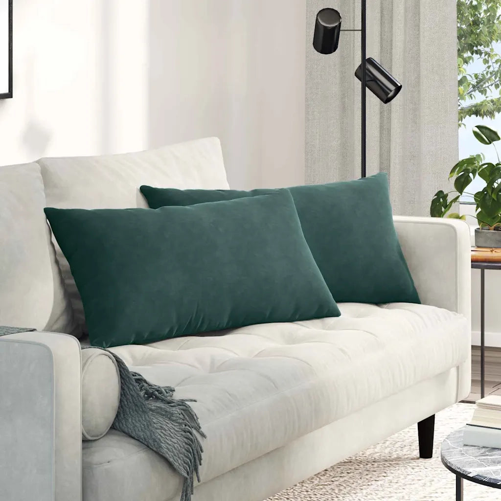 Cuscini da Divano 2 pz-Set di 2 Cuscini per Sofa Verde Scuro 80 x 40 cm Tessuto in Cords 852986
