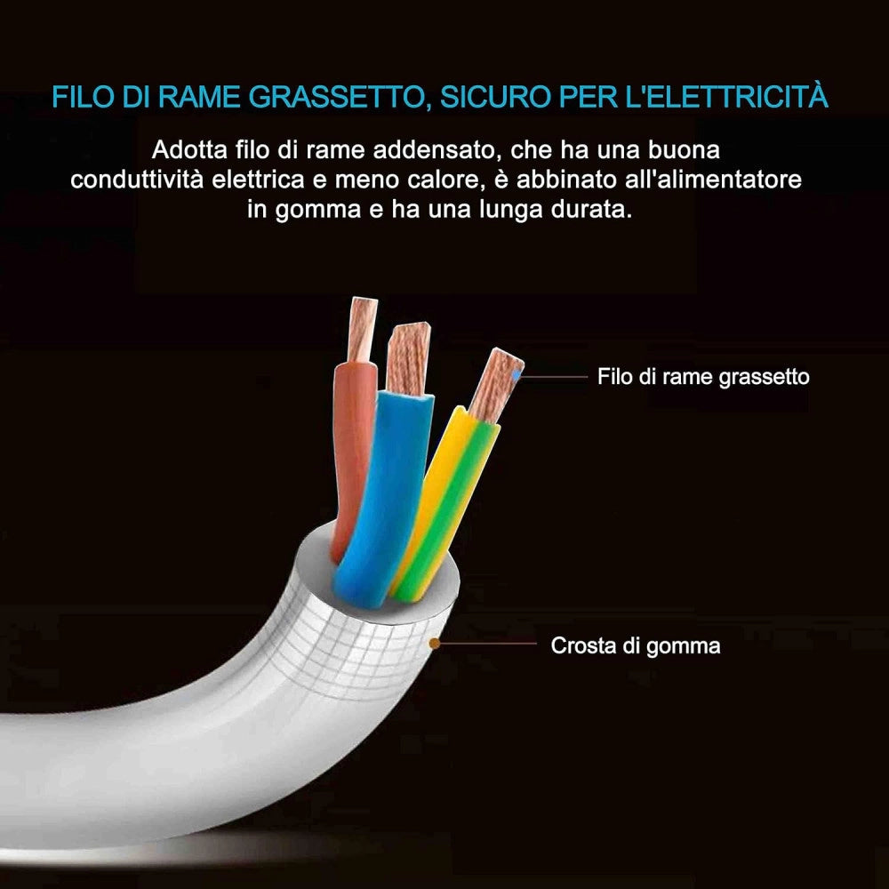 Trade Shop - Multipresa Ciabatta Elettrica A 6 Posti Con Protezione Sovraccarico 250v 2500w -