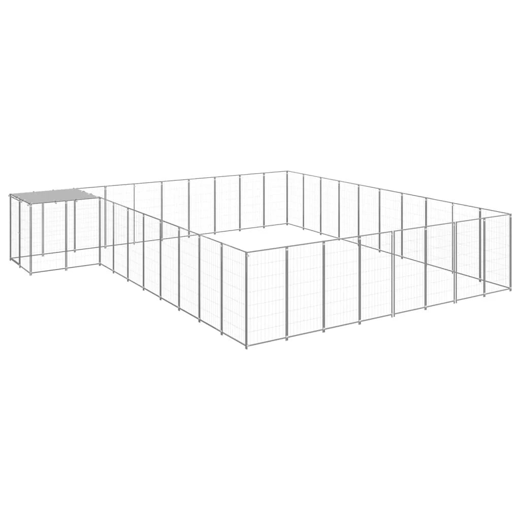 Recinto per gabbia per animali da esterno per cani argento 25,41 m² acciaio 02_0000260