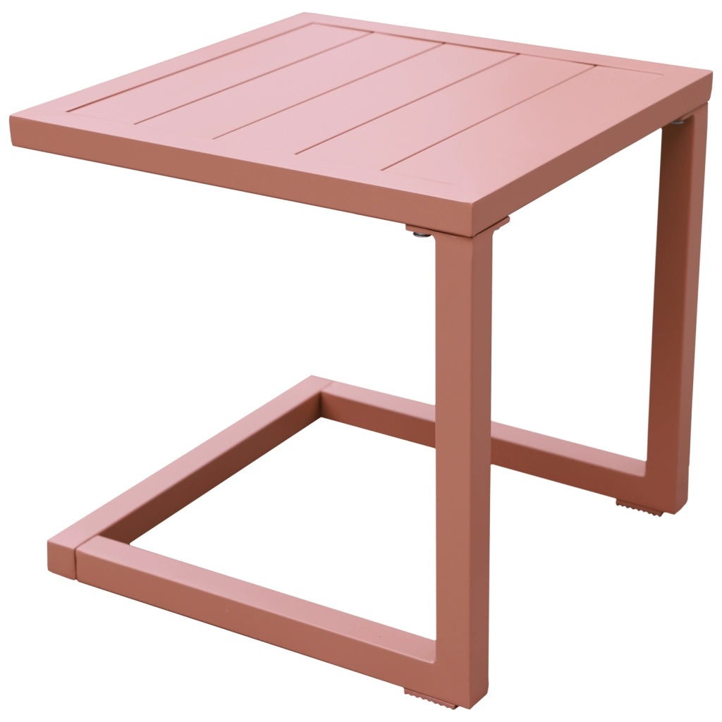 Set di 2 lettini BARBADOS eTavolino in textilene terracotta - alluminio terracotta