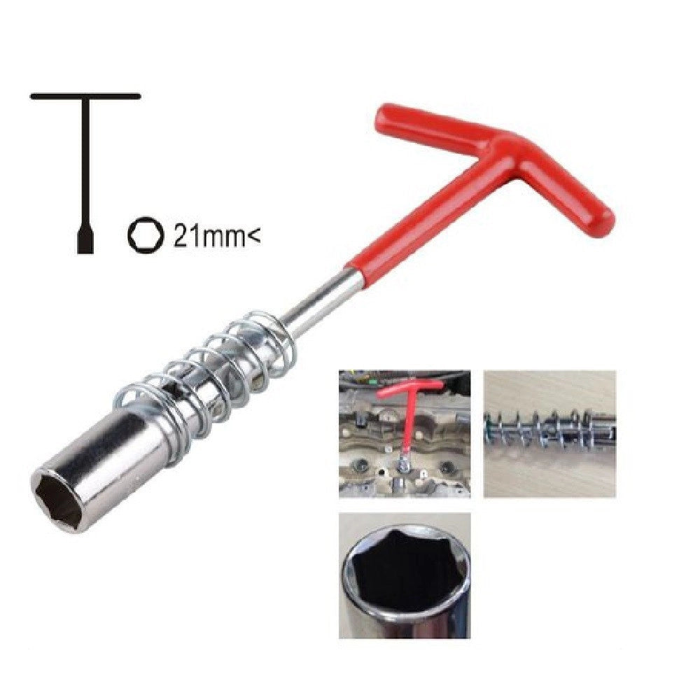 Trade Shop - Chiave A T Con Bussola Esagonale 21 Mm Smonta Candela Candele Auto Moto 91635 -