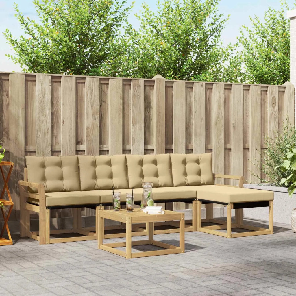 Set di divani da esterno 6 pz Bianco e Beige 3389407