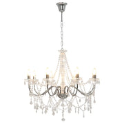 Lampadario con Perline Argento 8 Lampadine E14 CFW3571888