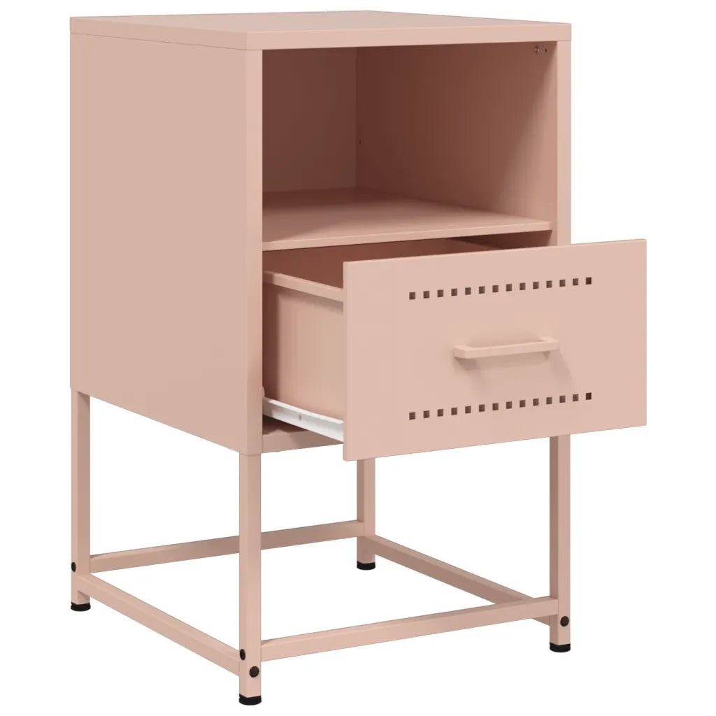 Set di 2 Comodini | Armadio da Notte | Mobiletto da notte Rosa 36x39x60,5 cm in Acciaio