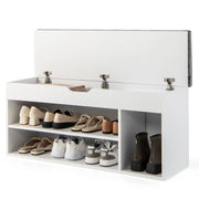 Panca portascarpe 104 x 30 x 48 cm 3 scomparti pratico contenitore stile moderno MDF grigio 20_0010590