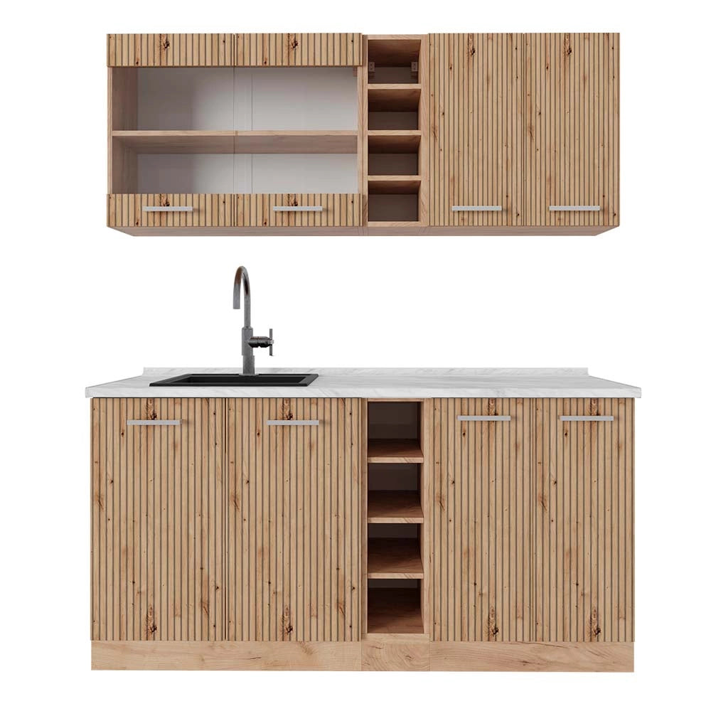 Vicco Cucina completa Rovere artigianale/rovere Goldkraft 160 cm , PL Marmo
