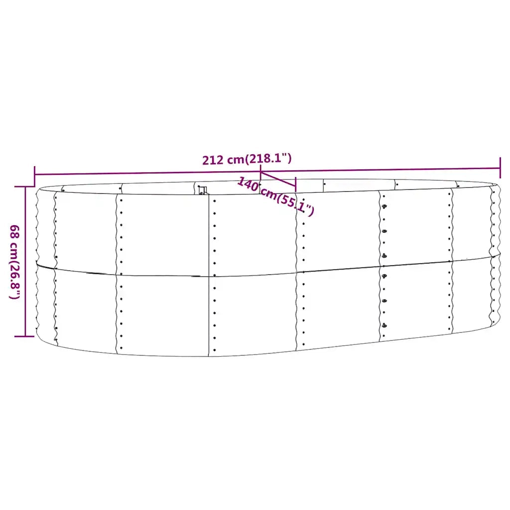 Vaso Giardino Antracite 212x140x68cm Acciaio Verniciato Polvere cod mxl 66706