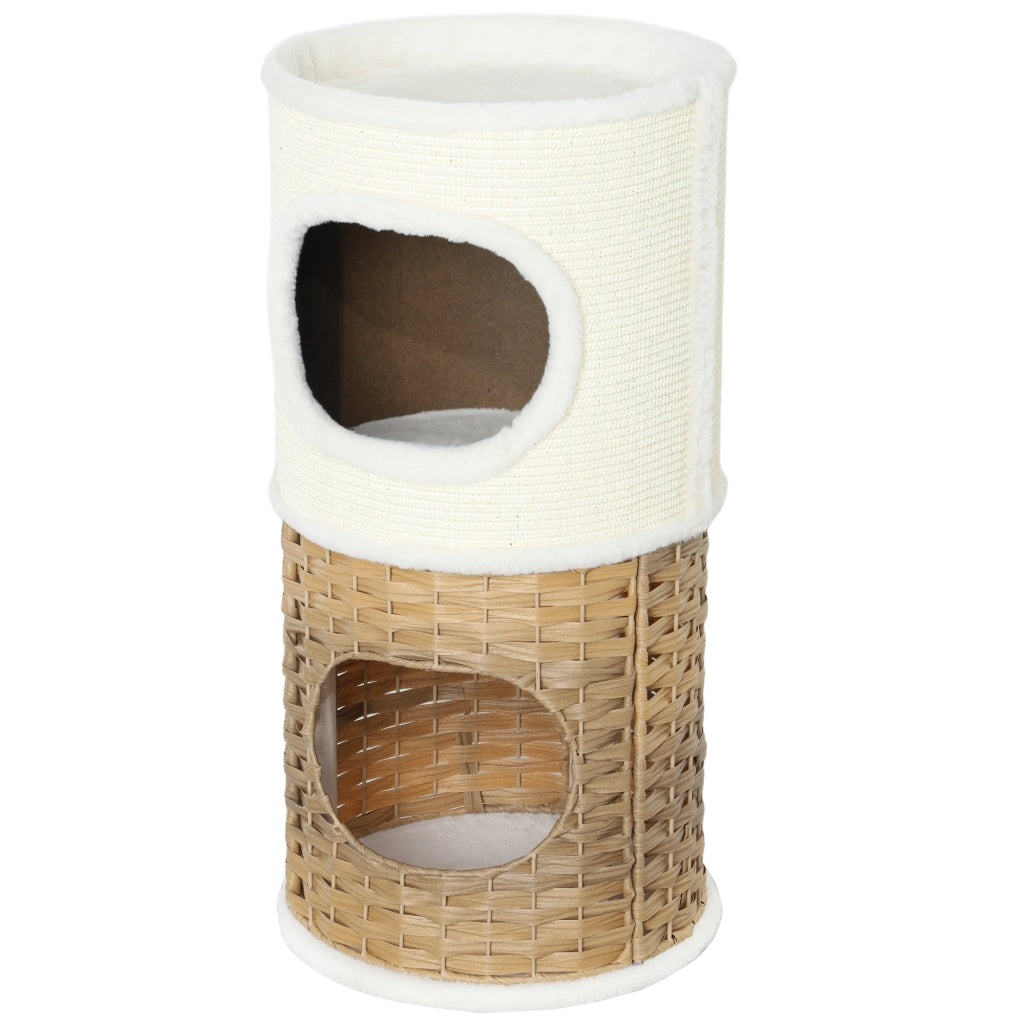 Torre per gatti 3 livelli con tiragraffi sisal ¨C zephmum ¨C crema 40x80 cm