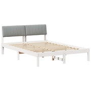 Letto matrimoniale | Letto per adulti | Struttura del Letto Bianco e grigio chiaro 135 x 190 cm