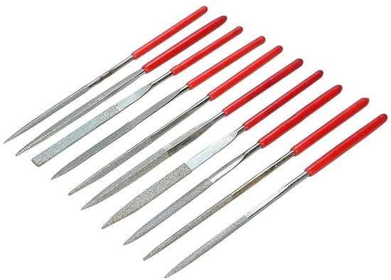 Mini set di limette a diamante a mano - 10 pezzi - Ideale per creare gioielli - 2 x 100 mm - Attrezzatura per il fai da te per metallo e legno -