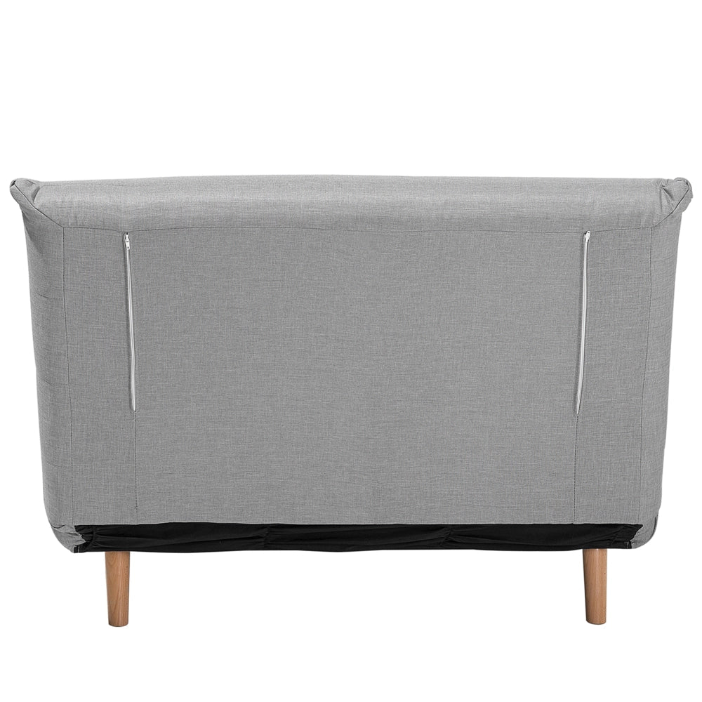 Divano letto piccolo in tessuto grigio chiaro 1 posto letto pieghevole senza braccioli scandinavo