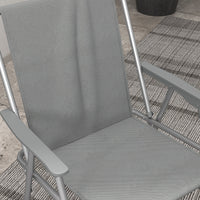 Set 2 Sedie da Giardino Pieghevoli con Braccioli e Seduta 53x54x76 cm in Tessuto Grigio