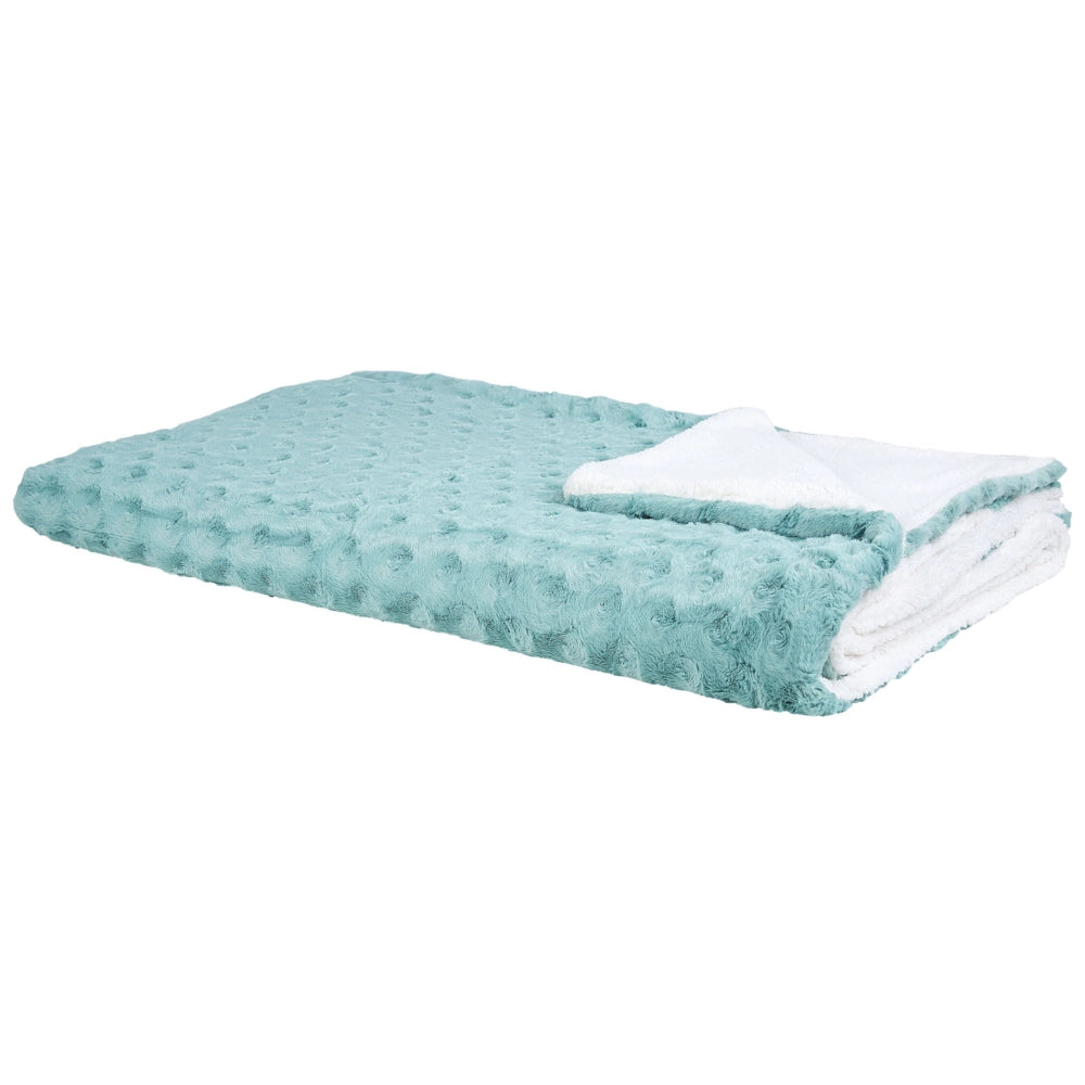 Copriletto in morbido tessuto verde chiaro 200 x 220 cm Fodera in pile sherpa