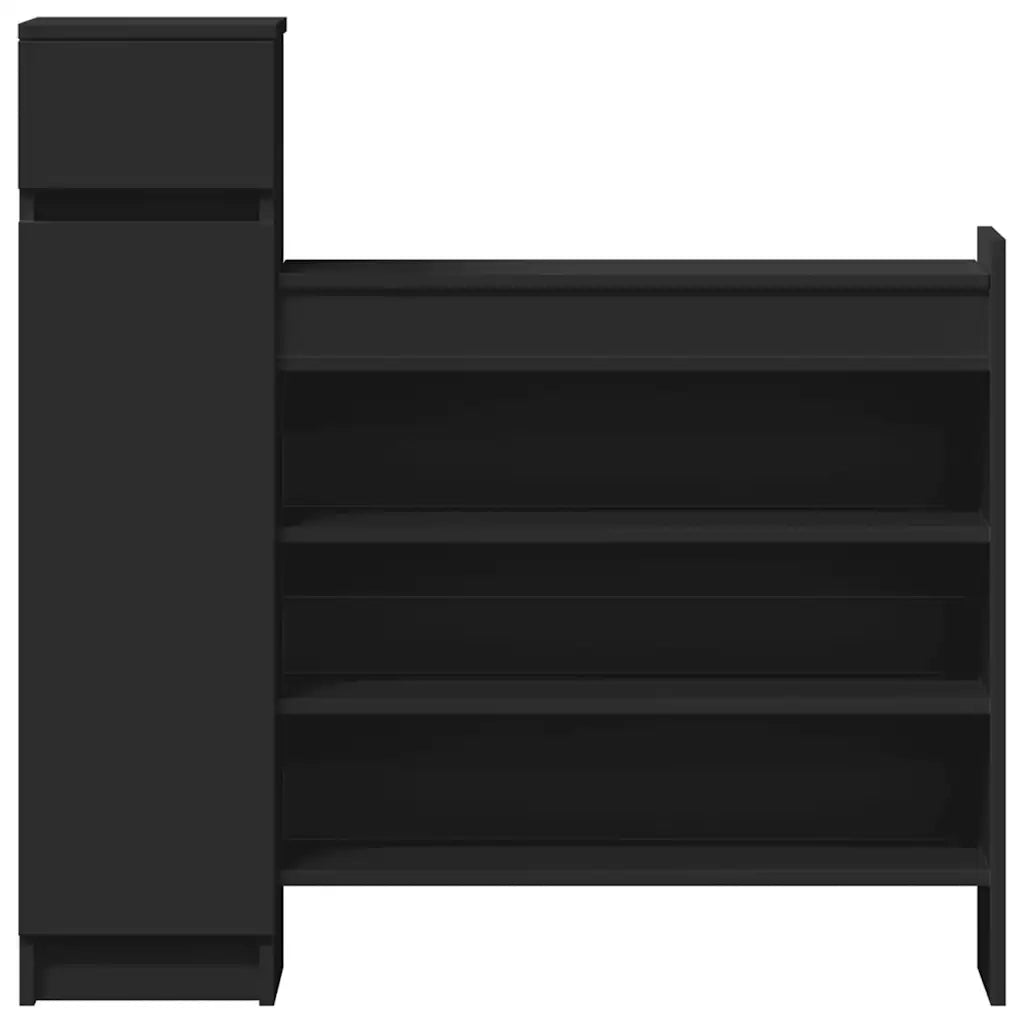 Scarpiera-Scaffale per scarpe Nera 100,5x28x100 cm in Legno Multistrato