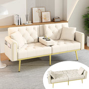 DIVANO LETTO 175x80x73,5 cm in velluto beige con schienale regolabile