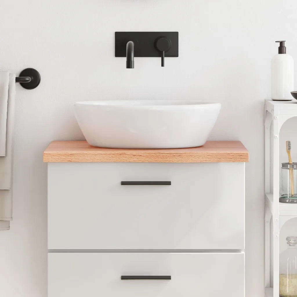 Piano Bagno Marrone 60x40x(2-4) cm Legno Massello Trattatocod mxl 126763