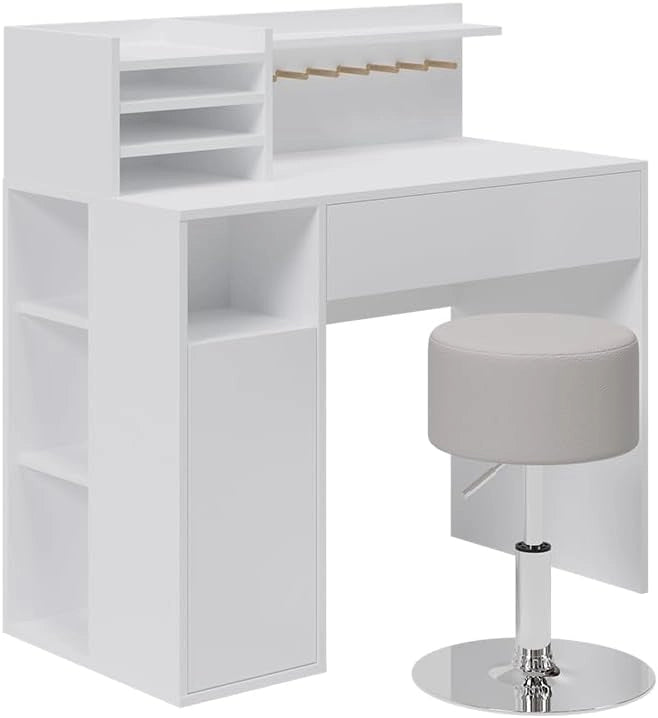 Scrivania, Bianco, 100 x 50 cm, con piano d’appoggio aperto per materiali da lavoro