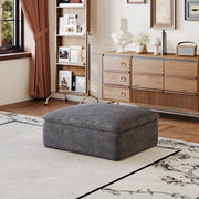 Divano modulare in tessuto con supporto in schiuma e design versatile senza struttura in legno, grigio scuro