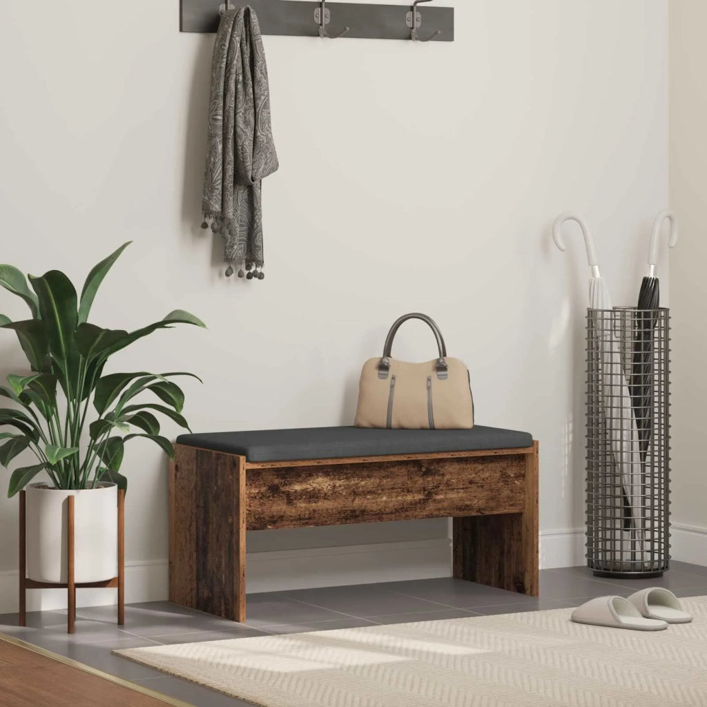 Panca per ingresso con cuscino Legno vecchio 83 x 38 x 40 cm 891558