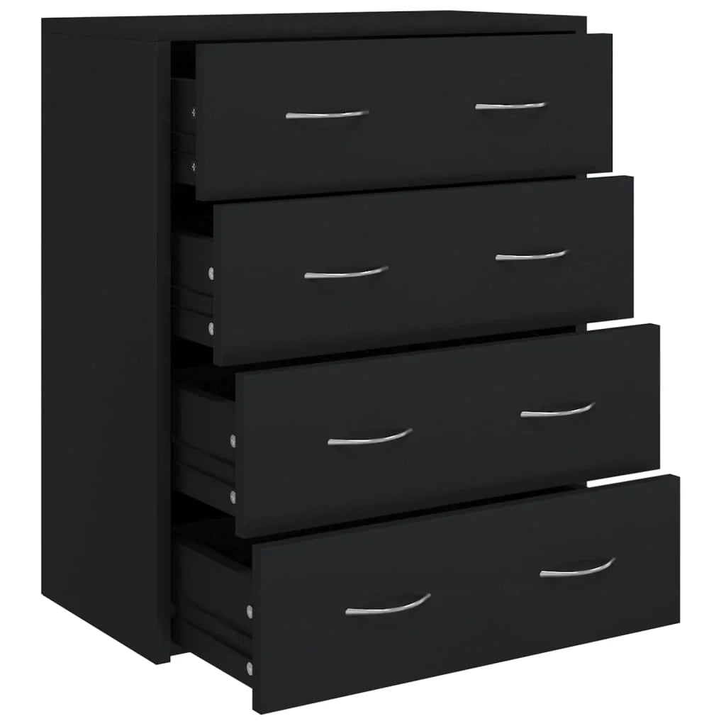 Buffet credenza cassettiera mobiletto mobile contenitore organizer per cucina soggiorno salotto con 4 cassetti 60 x 30,5 x 71 cm nero 02_0029754