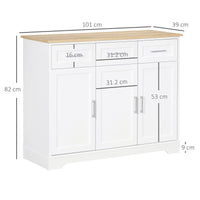 Credenza Moderna 3 Cassetti e 3 Ante 101x39x82 cm in MDF e Truciolato Bianco