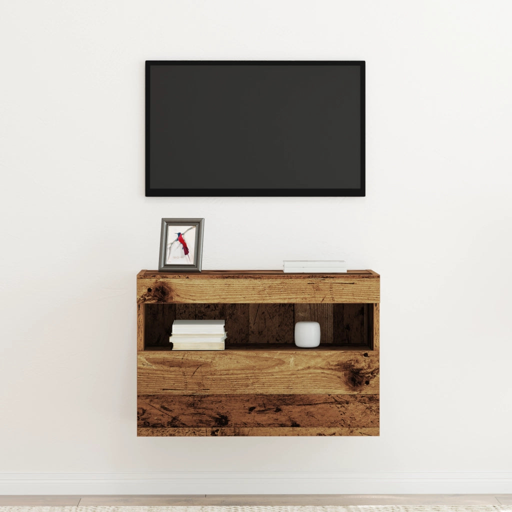 Mobile TV  con luci LED in legno vecchio 60x30x40 cm