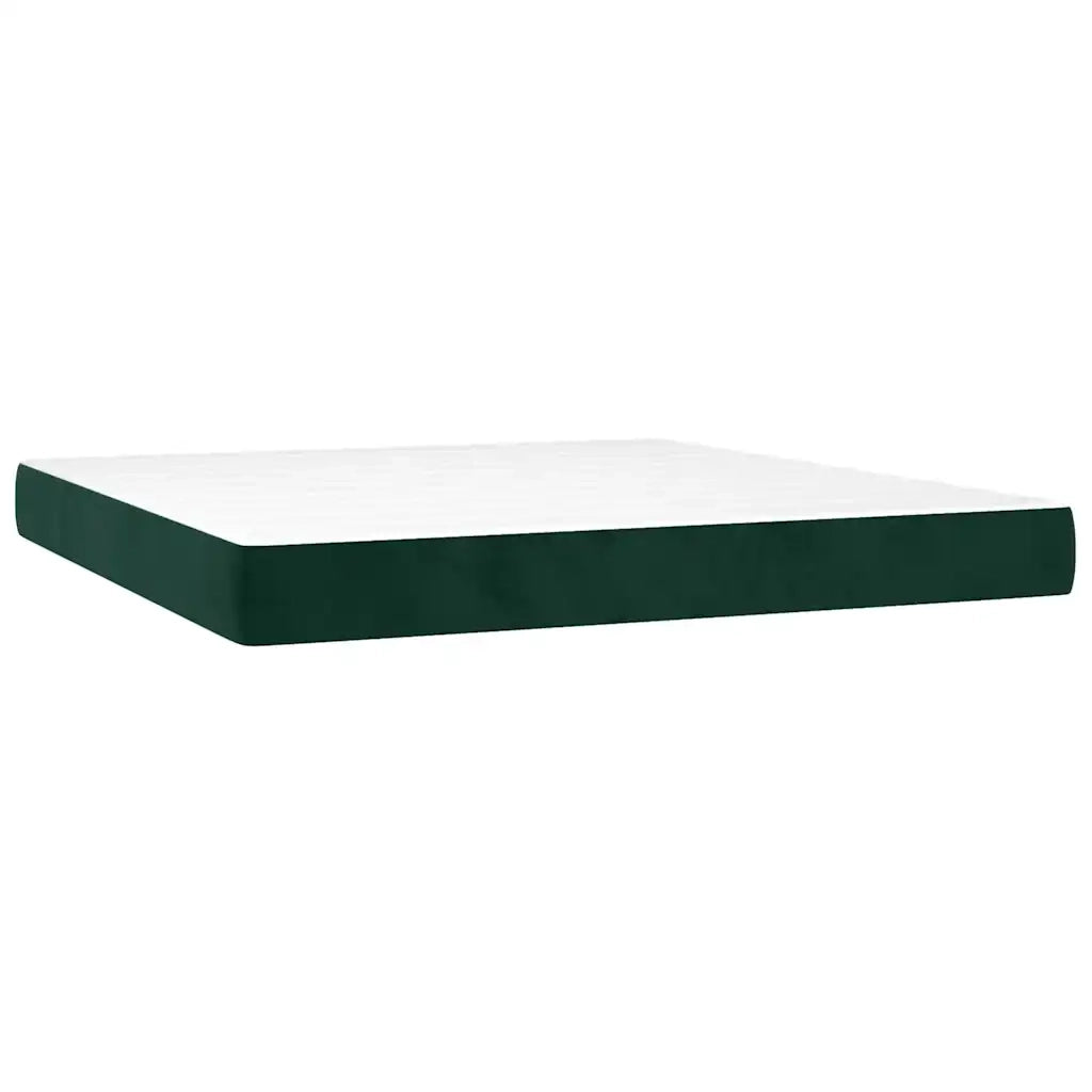 Letto a Molle con Materasso e LED Verde Scuro 180x200cm Velluto 3139460