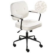 Sedia da ufficio in bouclè bianco sporco girevole con altezza regolabile e freno di sicurezza ufficio di casa studio