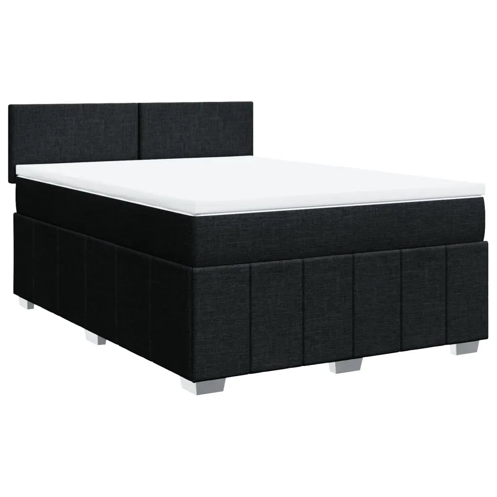 Giroletto a Molle con Materasso Nero 140x190 cm in Tessuto
