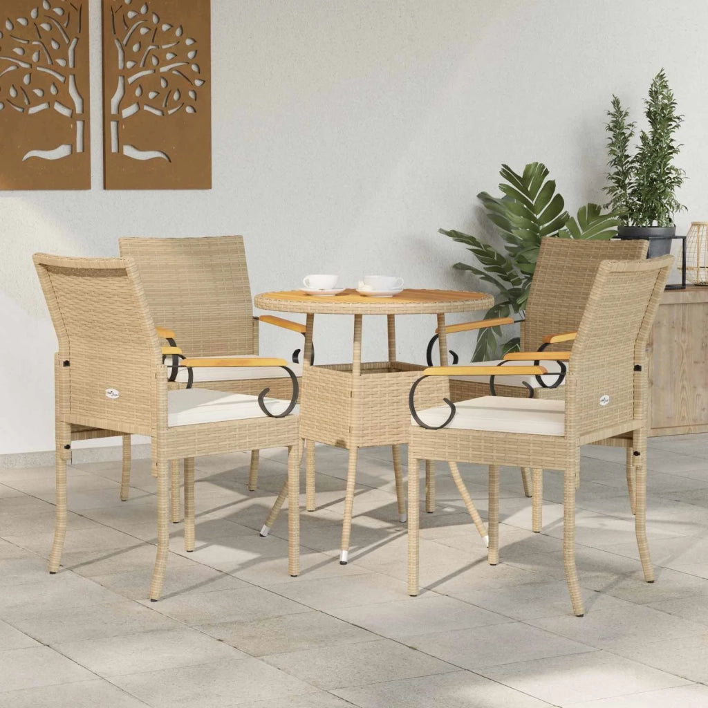 Sedie da giardino con cuscino 4 pcs Beige e Bianco Crema 42025887