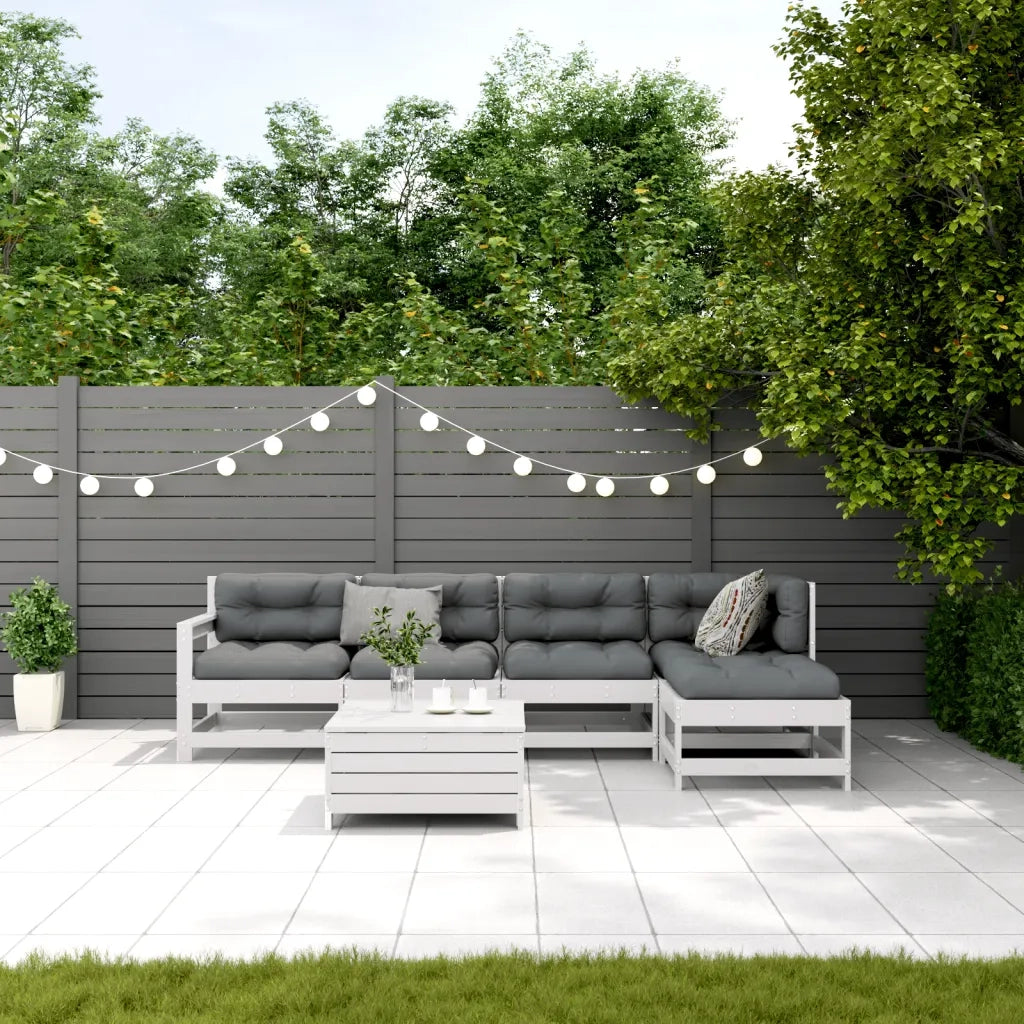 Set Salotto da Giardino 6 pz Bianco in Legno Massello di Pino 3250929