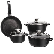 Set di coppiere in granito Grande - Serie - 7 pezzi - con coperchio in vetro