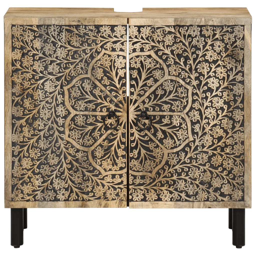 Mobile Lavabo | Armadio Lavabo da Bagno 62x33x58cm in Legno Massello di Mango