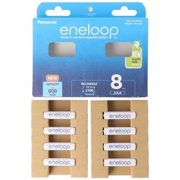 Panasonic BK-4MCDE-8BE Eneloop Batterie Ricaricabili Micro AAA NiMH 1,2V 800mAh 2100 Cicli 8 Pezzi colore Bianco