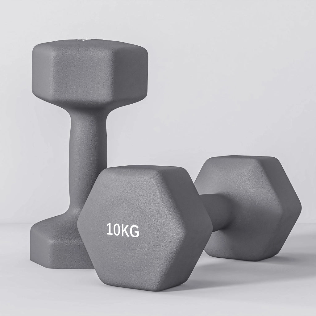 Set 2 Manubri Palestra 10 kg Pesi esagonali per Allenamento Grigio