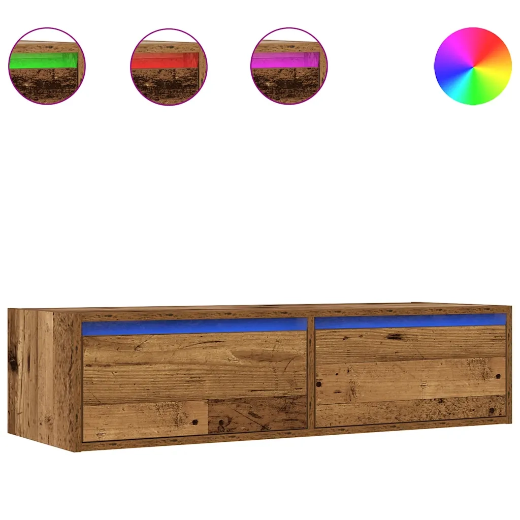 Mobile Porta TV con Luci LED Legno Vecchio 100X35,5x25 cm 860245