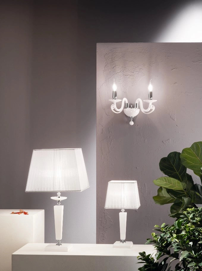 LUME GRANDE CHERUBINI BIANCO E CROMO CON PARALUME BIANCO L.33CM ATTACCO 1 LUCE E27